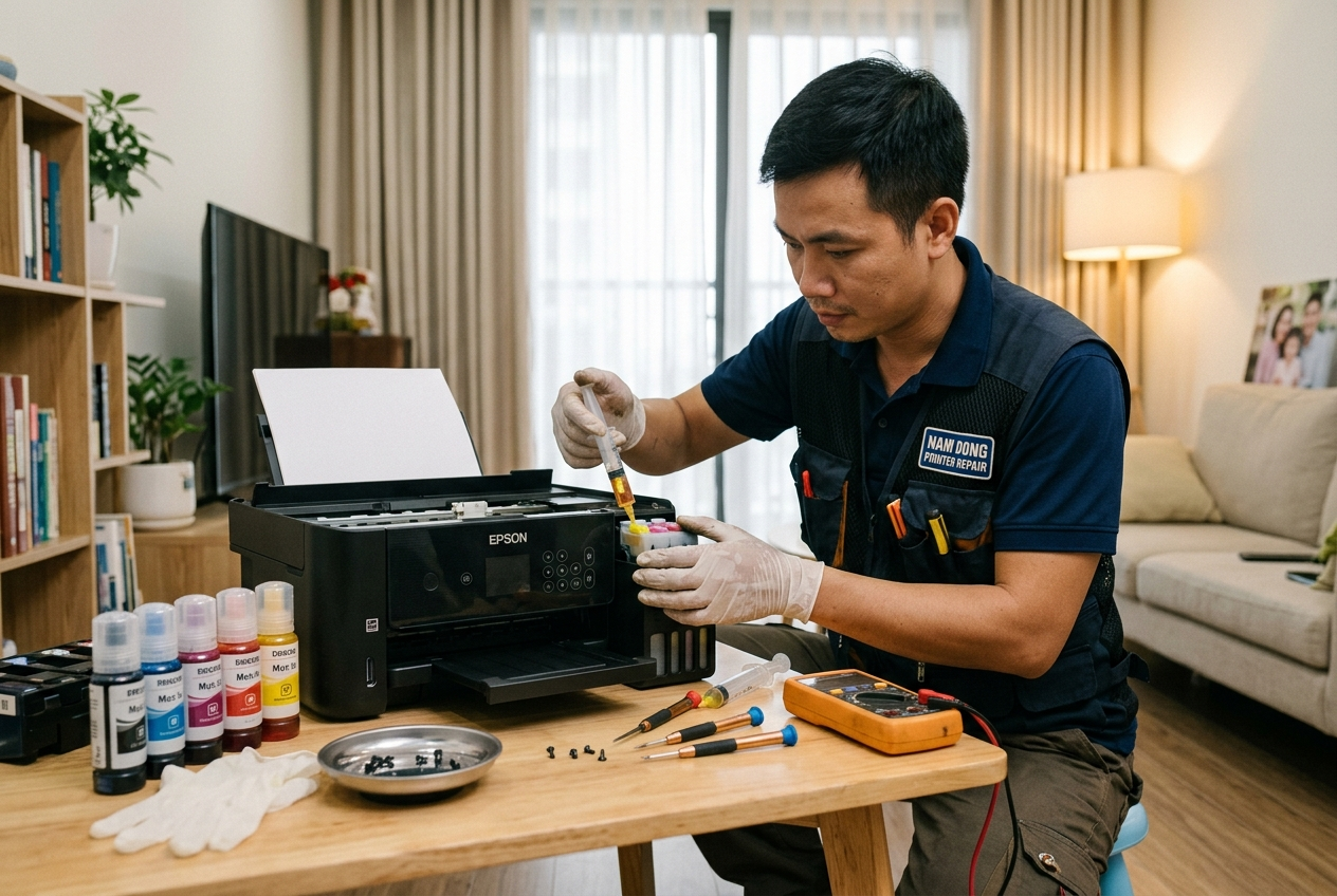 Đổ mực máy in tại nhà văn miếu